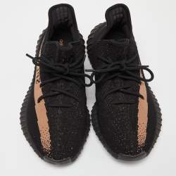 Yeezy x Adidas Black Knit Fabric Boost-350-V2-Core-Black Copper Sneakers Size 44 1/3