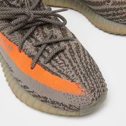 Pre Owned Yeezy x Adidas Grey Knit Fabric Boots 350 V2 Belga Non Reflective Sneakers Size 44