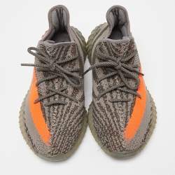 Pre Owned Yeezy x Adidas Grey Knit Fabric Boots 350 V2 Belga Non Reflective Sneakers Size 44