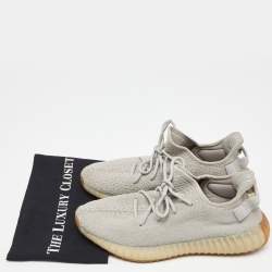 Pre Owned Yeezy x Adidas Grey Knit Fabric Boost 350 v2 sesame Sneakers Size 44 2/3 