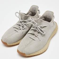 Pre Owned Yeezy x Adidas Grey Knit Fabric Boost 350 v2 sesame Sneakers Size 44 2/3 