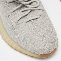 Pre Owned Yeezy x Adidas Grey Knit Fabric Boost 350 v2 sesame Sneakers Size 44 2/3 