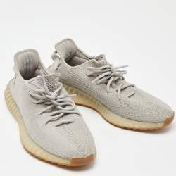 Pre Owned Yeezy x Adidas Grey Knit Fabric Boost 350 v2 sesame Sneakers Size 44 2/3 