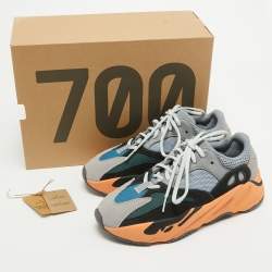 Pre Owned Yeezy x Adidas Multicolor Suede and Mesh Boost 700 Wash Orange Sneakers Size 39 1/3 
