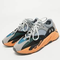 Pre Owned Yeezy x Adidas Multicolor Suede and Mesh Boost 700 Wash Orange Sneakers Size 39 1/3 