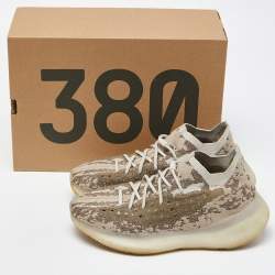 Pre Owned Yeezy x Adidas Brown Knit Fabric Boost 380 Pyrite Sneakers Size 44 2/3