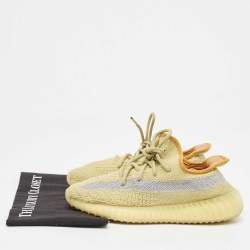 Pre Owned Yeezy x Adidas Green Knit Fabric Boost 350 V2 Marsh Sneakers Size 38 2/3