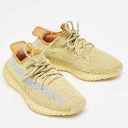 Pre Owned Yeezy x Adidas Green Knit Fabric Boost 350 V2 Marsh Sneakers Size 38 2/3