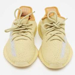 Pre Owned Yeezy x Adidas Green Knit Fabric Boost 350 V2 Marsh Sneakers Size 38 2/3