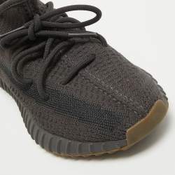 Pre Owned Yeezy x Adidas Black Knit Fabric Boost 350 V2 Cinder Sneakers Size 39 1/3