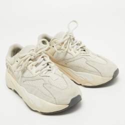 Pre Owned Yeezy x Adidas White Mesh and Suede Boost 700 Analog Sneakers Size 37 1/3