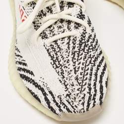 Yeezy x Adidas White/Black Knit Fabric Boost 350 V2 Zebra Sneakers Size 43 1/3