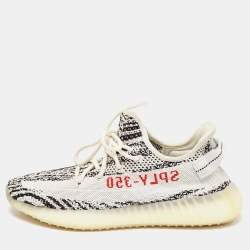 Yeezy x Adidas White/Black Knit Fabric Boost 350 V2 Zebra Sneakers Size 43 1/3
