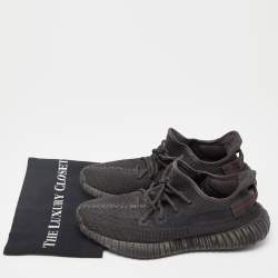 Pre Owned Yeezy x Adidas Black Knit Fabric Boost 350 V2 Static Black Sneakers Size 44 2/3