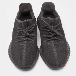 Pre Owned Yeezy x Adidas Black Knit Fabric Boost 350 V2 Static Black Sneakers Size 44 2/3