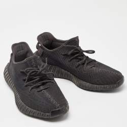 Pre Owned Yeezy x Adidas Black Knit Fabric Boost 350 V2 Static Black Sneakers Size 44 2/3