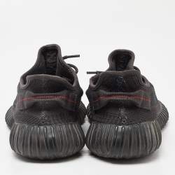 Pre Owned Yeezy x Adidas Black Knit Fabric Boost 350 V2 Static Black Sneakers Size 44 2/3