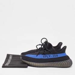 Pre Owned Yeezy x Adidas Black/Blue Knit Fabric Boost 350 v2vDazzling Blue Sneakers Size 44 2/3