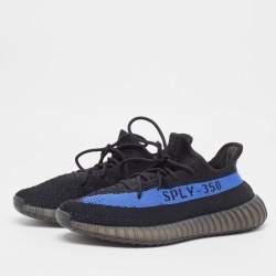 Pre Owned Yeezy x Adidas Black/Blue Knit Fabric Boost 350 v2vDazzling Blue Sneakers Size 44 2/3