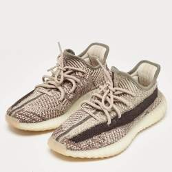 Yeezy x Adidas Beige/Brown Knit Fabric Boost 350 V2 Zyon Sneakers Size 40