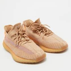 Yeezy x Adidas Beige Knit Fabric Boot 350 v2 Clay Sneakers Size 46 1/3 