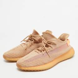 Yeezy x Adidas Beige Knit Fabric Boot 350 v2 Clay Sneakers Size 46 1/3 