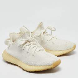 Yeezy x Adidas White Knit Fabric Boost 350 V2 Triple White Sneakers Size 37 1/3