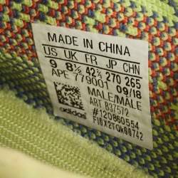 Pre Owned Yeezy x Adidas Neon Yellow Knit Fabric Boost 350 V2 Semi Frozen Yellow Sneakers Size 42 2/3