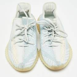 Yeezy x Adidas White/Green Knit Fabric Boost 350 V2 Cloud White Non Reflective Sneakers Size 44