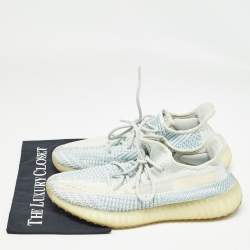 Yeezy x Adidas White/Green Knit Fabric Boost 350 V2 Cloud White Non Reflective Sneakers Size 44