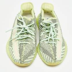 Yeezy x Adidas Neon Yellow Knit Fabric Boost 350 V2 Semi Frozen Yellow Sneakers Size 43 2/3