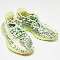 Yeezy x Adidas Neon Yellow Knit Fabric Boost 350 V2 Semi Frozen Yellow Sneakers Size 43 2/3
