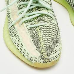 Yeezy x Adidas Neon Yellow Knit Fabric Boost 350 V2 Semi Frozen Yellow Sneakers Size 43 2/3