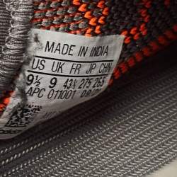 Pre Owned Yeezy x Adidas Grey/Neon Orange Knit Fabric Boost 350 V2 Beluga Reflective Sneakers Size 43 1/3