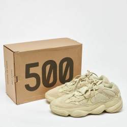 Yeezy x Adidas Light Yellow Suede and Mesh Yeezy 500 Low Top Sneakers Size 45.5