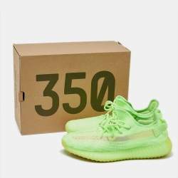 Yeezy x Adidas Green Knit Fabric Boost 350 V2 "GID' Glow Sneakers Size 41.5