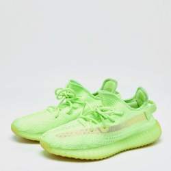 Yeezy x Adidas Green Knit Fabric Boost 350 V2 "GID' Glow Sneakers Size 41.5