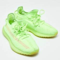 Yeezy x Adidas Green Knit Fabric Boost 350 V2 "GID' Glow Sneakers Size 41.5