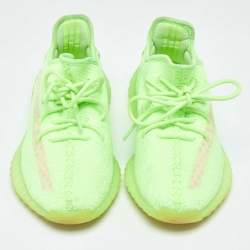 Yeezy x Adidas Green Knit Fabric Boost 350 V2 "GID' Glow Sneakers Size 41.5