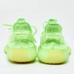 Yeezy x Adidas Green Knit Fabric Boost 350 V2 "GID' Glow Sneakers Size 41.5