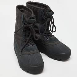 Pre Owned Adidas Yeezy Nylon and Leather 950 Pirate Black High Top Sneakers Size 43.5