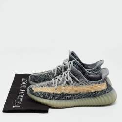Pre Owned Yeezy x Adidas Blue Knit Fabric Boost 350 V2 Ash Blue Sneakers Size 40 2/3
