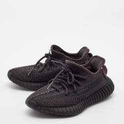 Yeezy x Adidas Black Knit Fabric Boost 350 V2 Black Non-Reflective Sneakers Size 36 2/3