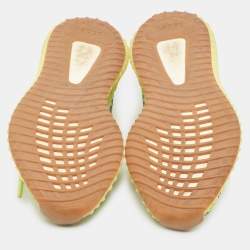 Pre Owned Yeezy x Adidas Neon Yellow/Blue Knit Fabric Boost 350 V2 Semi Frozen Yellow Sneakers Size 39 1/3