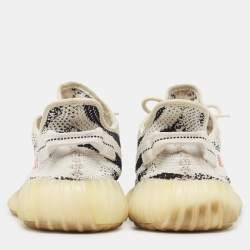 Pre Owned Yeezy x Adidas White/Black Knit Fabric Boost 350 V2 Zebra Sneakers Size 44