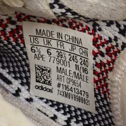 Pre Owned Yeezy x Adidas White/Black Knit Fabric Boost 350 V2 Zebra Sneakers Size 39 1/3