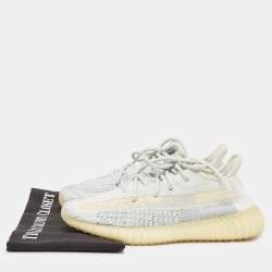 Yeezy x Adidas White/Grey Knit Fabric Boost 350 V2 Cloud White Reflective Sneakers Size 39 1/3