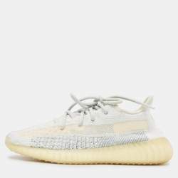 Yeezy x Adidas White/Grey Knit Fabric Boost 350 V2 Cloud White Reflective Sneakers Size 39 1/3