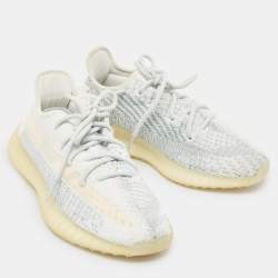 Yeezy x Adidas White/Grey Knit Fabric Boost 350 V2 Cloud White Reflective Sneakers Size 39 1/3