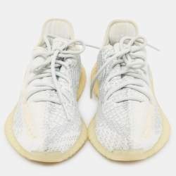 Yeezy x Adidas White/Grey Knit Fabric Boost 350 V2 Cloud White Reflective Sneakers Size 39 1/3